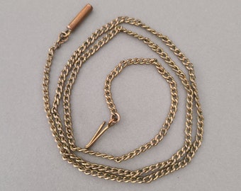 Antique Pinchbeck 18.5 Inch Chain Necklace with Barrel Clasp; Unisex Gold Chain; Antique Edwardian Gold Chain