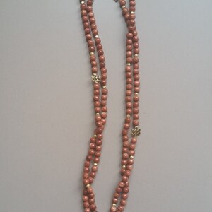 Handmade Natural Gold Sandstone Bead Necklace with Cross Pendant and Gold Accents image 3