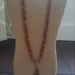 Handmade Natural Gold Sandstone Bead Necklace with Cross Pendant and Gold Accents image 10