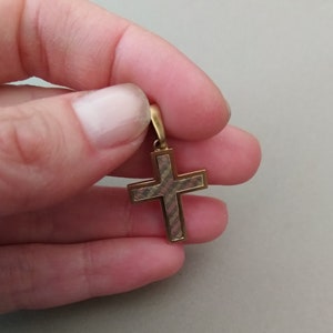 Antique or Vintage Tri-color Rolled Gold Cross Pendant Three Tone Gold Cross Pendant Unisex Gold Cross image 4
