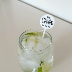 Personalized Wedding Stir Sticks | Drink Stirrers | Black & White | Swizzle Sticks
