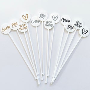 White Stir Sticks | Set of 4 | Swizzle Sticks | Drink Stirrers | Gift for Her | Hostess Gift | New Years Eve Decor | Christmas Party