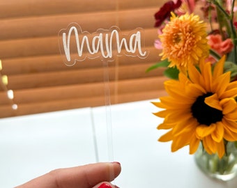 Engraved Acrylic Mama Stir Sticks | Baby Shower Decor