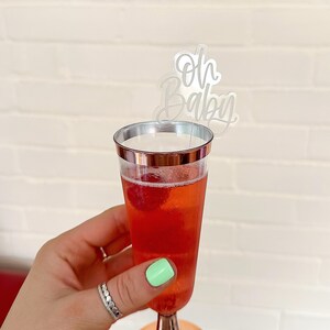 Oh Baby Stir Sticks | Engraved Clear Acrylic | Baby Shower Decor | Drink Stirrer | Swizzle Stick | Party Decor