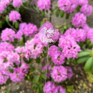 Baby in Bloom Stir Sticks | Engraved Clear Acrylic | Baby Shower Decor | Gender Reveal | Drink Stirrer | Swizzle Stick | Party Decor