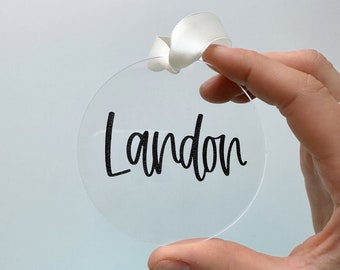 Personalized Hand Lettered Acrylic Ornament | Custom Christmas Gift