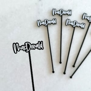 Custom Name Stir Sticks | Drink Stirrers | Black & White | Swizzle Sticks | Hostess Gift | Gift for Him | Gift for Her | Bar Cart