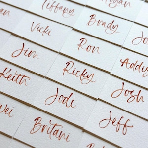 Hand Lettered Watercolor Place Cards | FIRST NAME ONLY | Modern Calligraphy Wedding Decor
