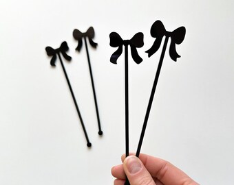 Black Bow Silhouette Stir Sticks | Acrylic | Black | Party Decor | Bridal Shower | Wedding