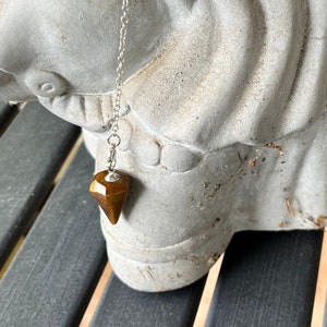 Tiger Eye Faceted Cone Pendulum Healing Dowsing Crystal Pendulum