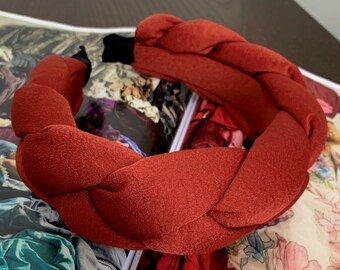Oversized Braided Headband Rust Red Chunky Hairband Bridal Wedding Bridesmaid Fascinator Hair Accessories Braid Plaited (The Raphael)
