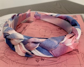 Tie Dye Braided Headband Pink Purple Chunky Plaited Hairband Wedding Bridesmaid Fascinator Hair Accessories Braid Plait (The Cezanne)