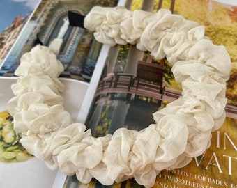 Organza Scrunchie Headband Cream Chunky Ruched Ruffle Hairband Bridal Bridesmaid Hair Accessories Fascinator Wedding (The Rothko)