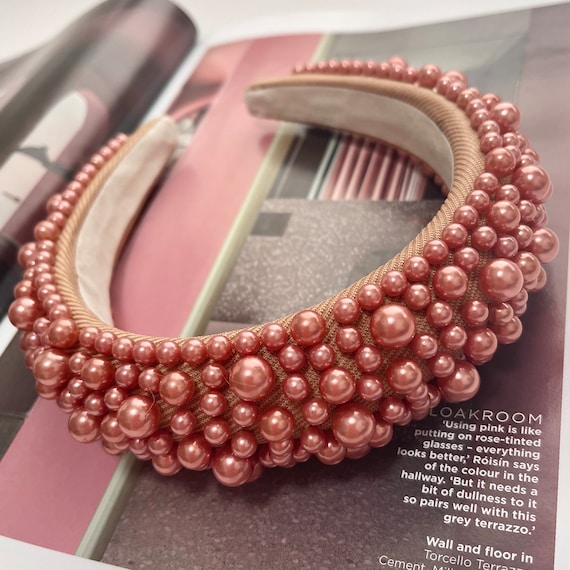 Pearl Headband Rose Gold Copper Chunky Padded Assorted  display picture 1