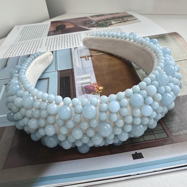 Bimbalo - Pom Pom Fur Hairband  - Baby Blue