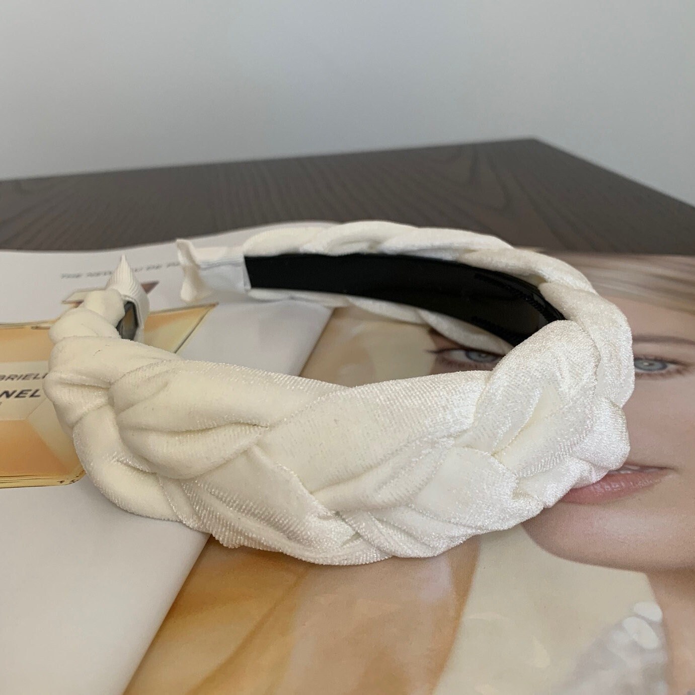 Velvet Braided Headband White Chunky Plaited Hairband Wedding Bridesmaid Fascinator Hair Accessories Braid Plait | The Cezanne