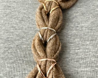 Scarf Ring In Gold Silver Rosegold Triple Hole Triangle Knitted Scarf Neckerchief Hand Knit Soft Neck Tie Bandana Scarves Gift For Her Him