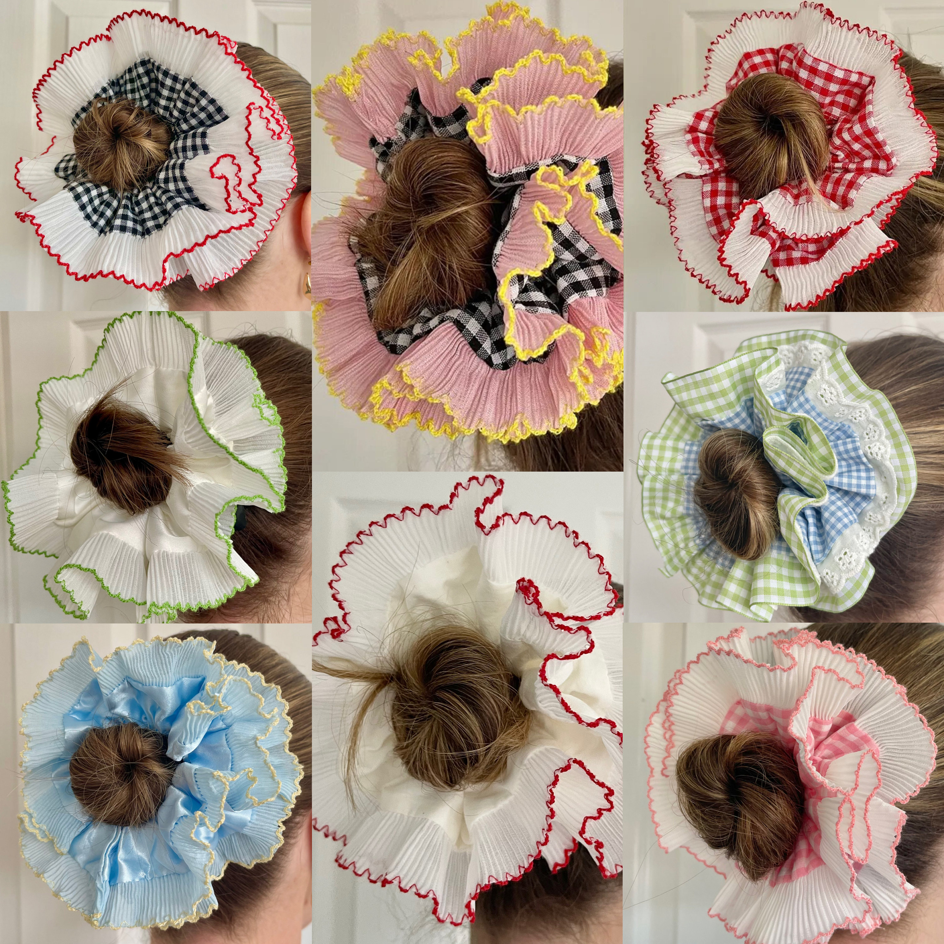 【OVERDUEFLAIR】[scrunchie set]ruffle trimming ops how to make RUFFLE SCRUNCHIES- DIY trendy hair accessories