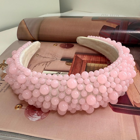 Pearl Headband Pastel Baby Pink Chunky Padded Assorted  display picture 3