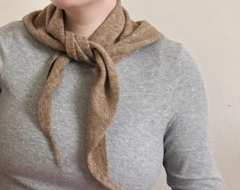 Camel Triangle Knitted Scarf Neckerchief Hand Knit Soft Neck Tie Bandana Scarves Gift For Her