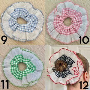 Oversized Frilly Gingham Scrunchie French Lace Frill Pleated Scrunchies ...