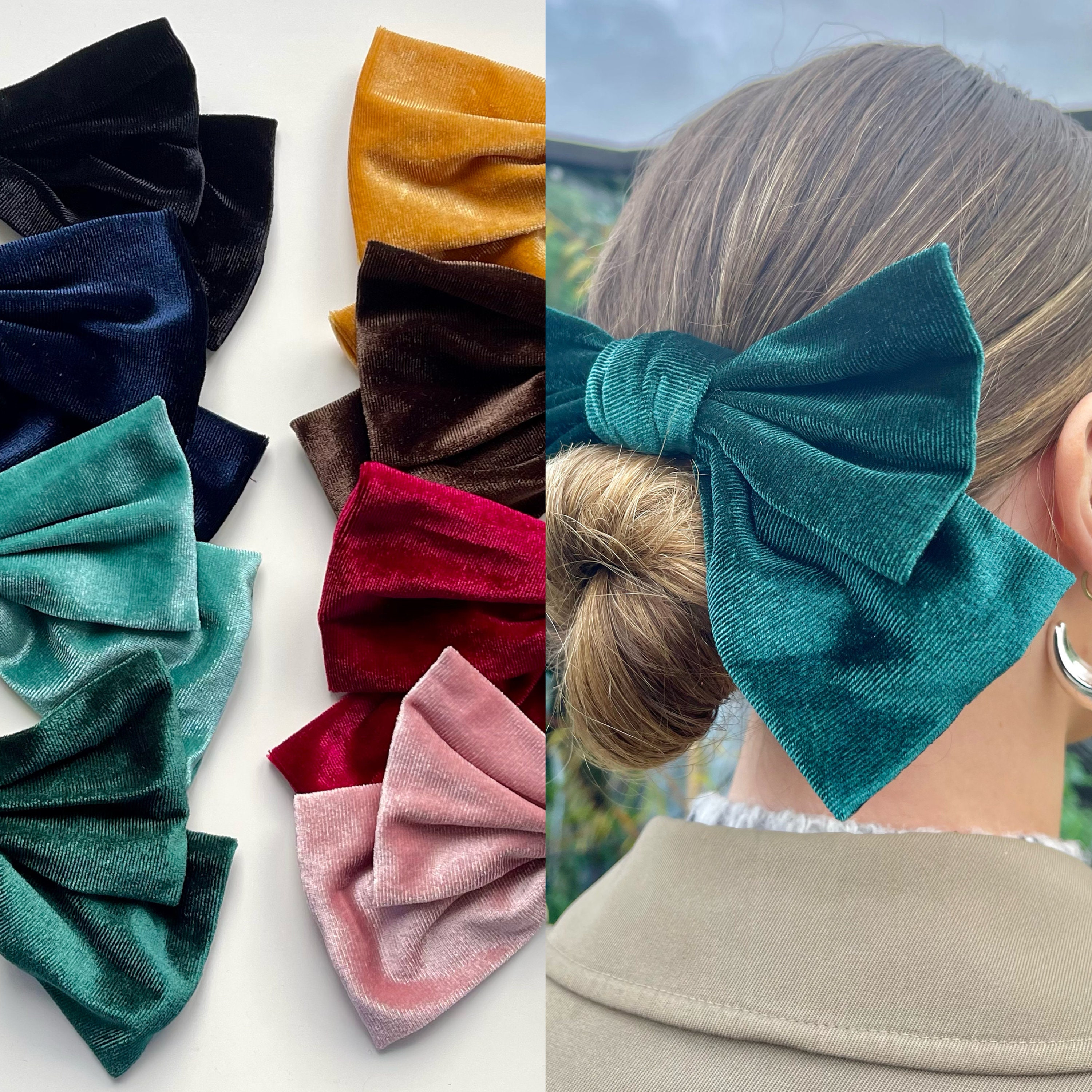 Oversized Velvet Velour Hair Bow Ribbon Barrette Clip Hairbow Accessories Festive Christmas Party Large Fascinator