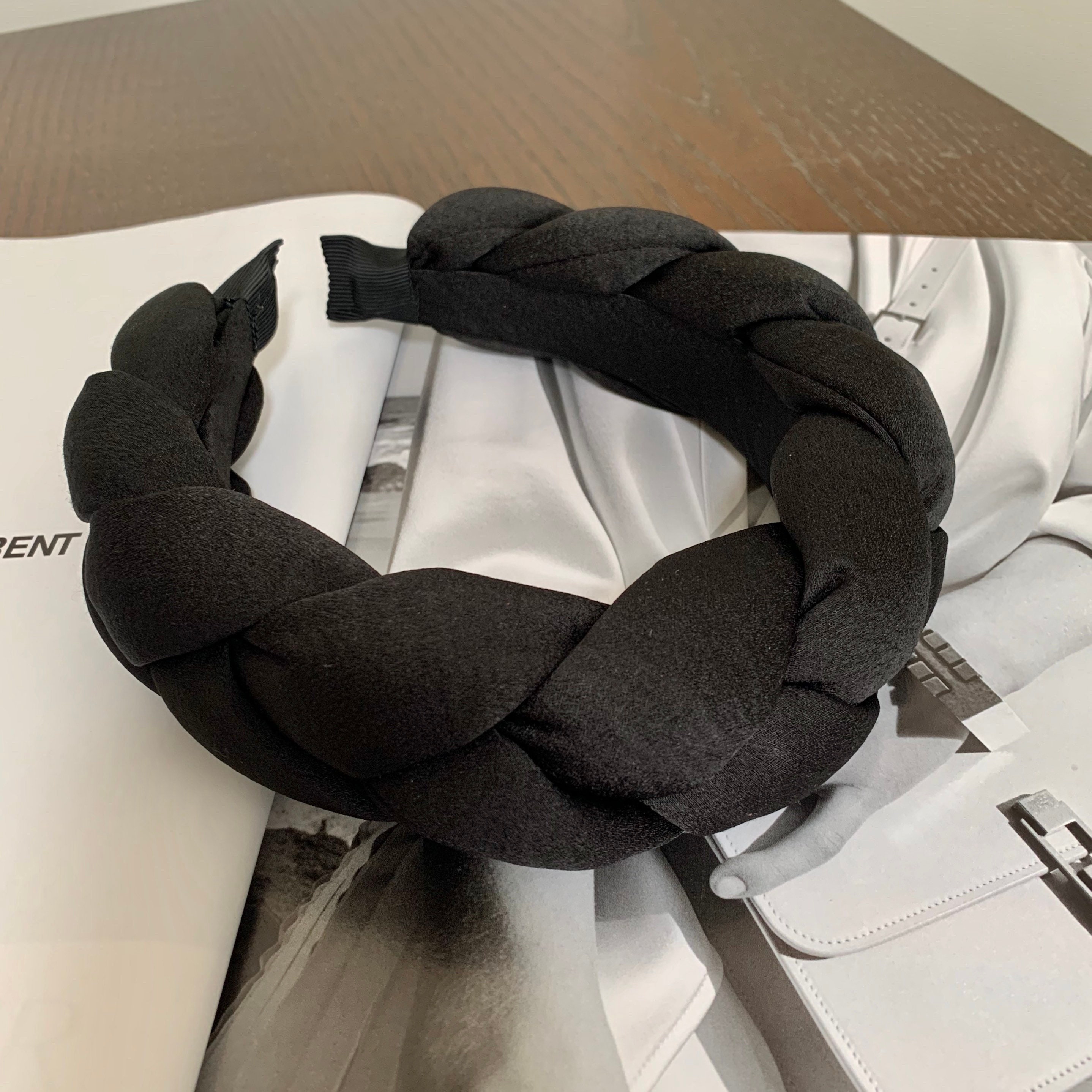 Oversized Braided Headband Black Chunky Hairband Bridal Wedding Bridesmaid Fascinator Hair Accessories Braid Plaited | The Raphael