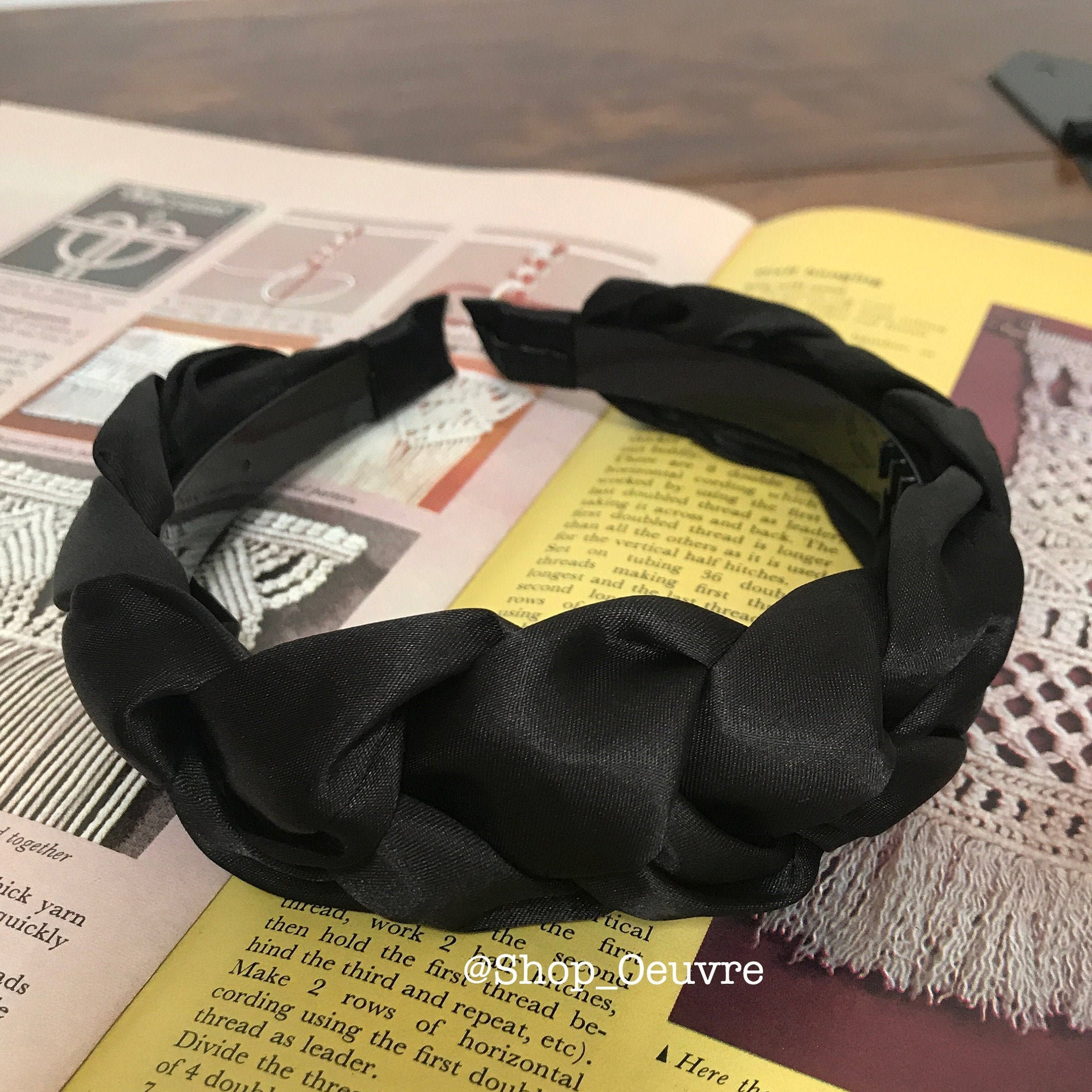 Satin Braided Headband Black Chunky Plaited Hairband Wedding Bridesmaid Fascinator Hair Accessories Braid Plait | The Cezanne