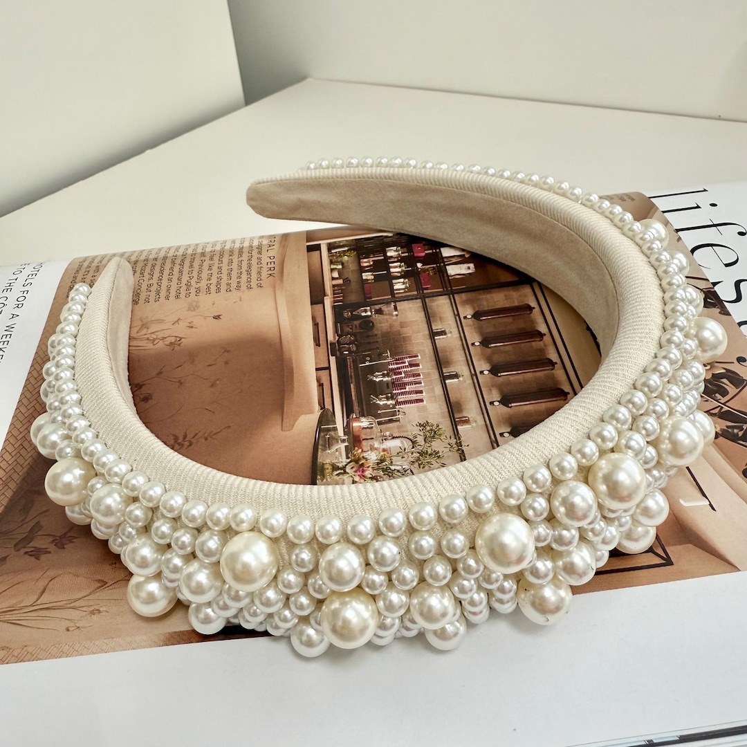 Hapdoo 4-teiliges Stirnband-Set In Weiß/Creme | Perlen-Stirnbänder Für Damen, Hochzeit, Brautschmuck