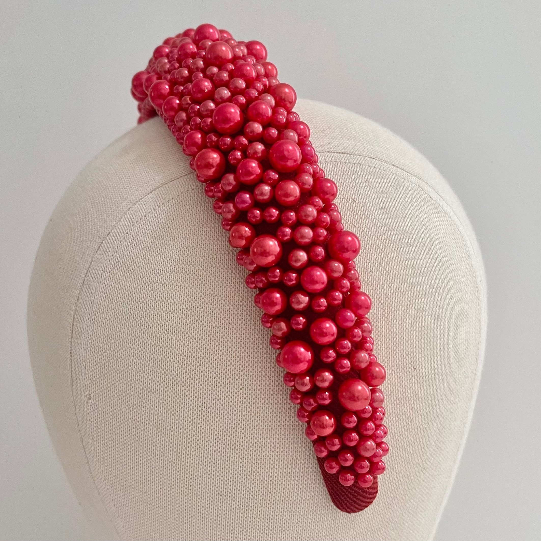 Elegant Red Headband Set with Pearls-set of 4 Red Pearl Headband - Etsy main image 3