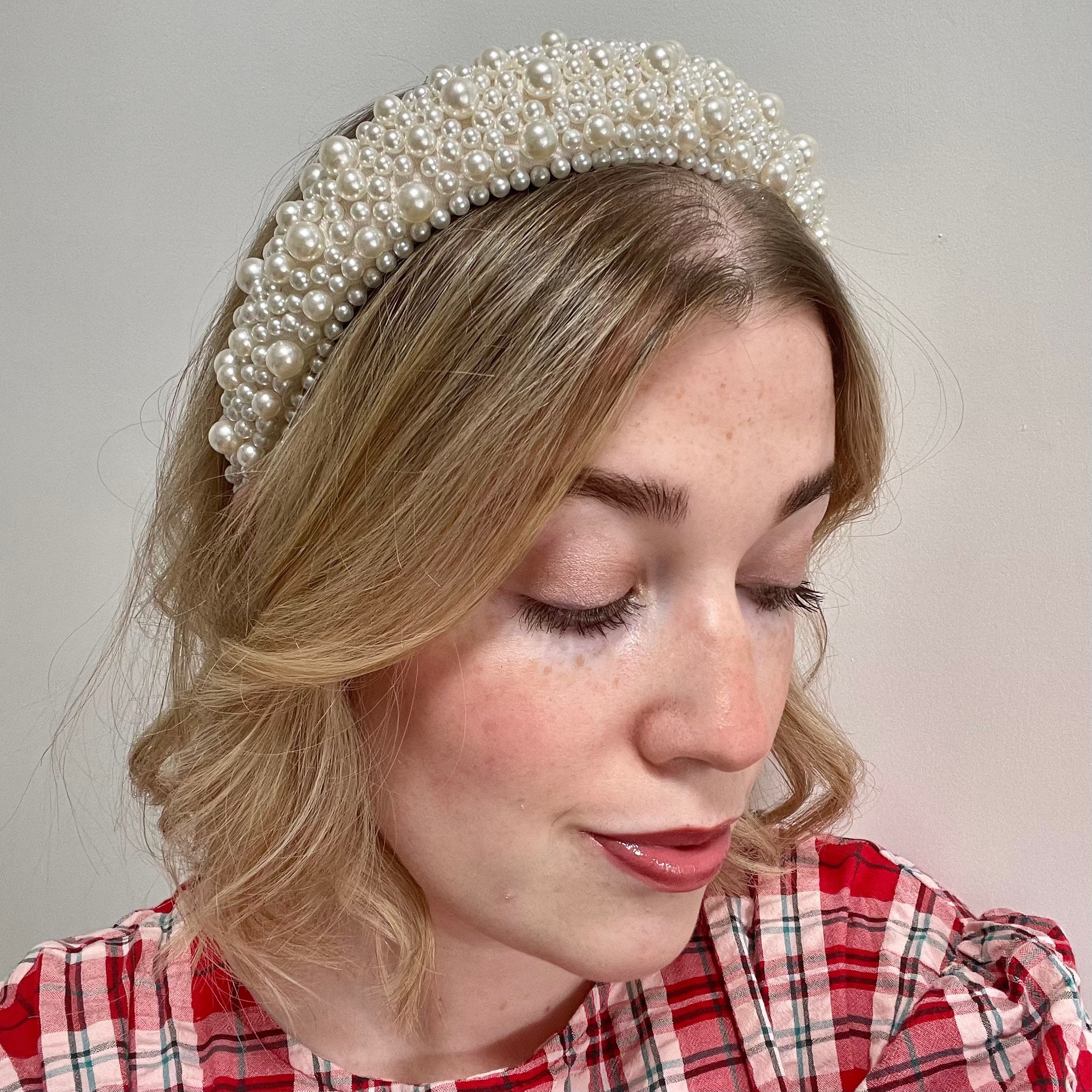 Cerchietti Per Capelli Con Cristalli Per Donna, Cerchietto Imbottito Con Perle Cerchietto Per Capelli Con Strass E Perle Accessori Per Capelli~p123183122