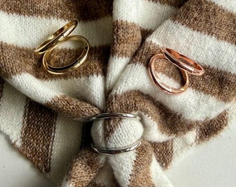 Scarf Ring In Gold Silver Rosegold Double Loop Triangle Knitted Scarf Neckerchief Hand Knit Soft Neck Tie Bandana Scarves Gift For Her Him