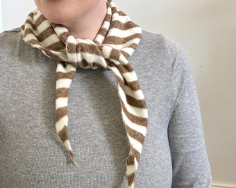 Brown Stripe Triangle Knitted Scarf Neckerchief Hand Knit Soft Neck Tie Bandana Scarves Gift For Her