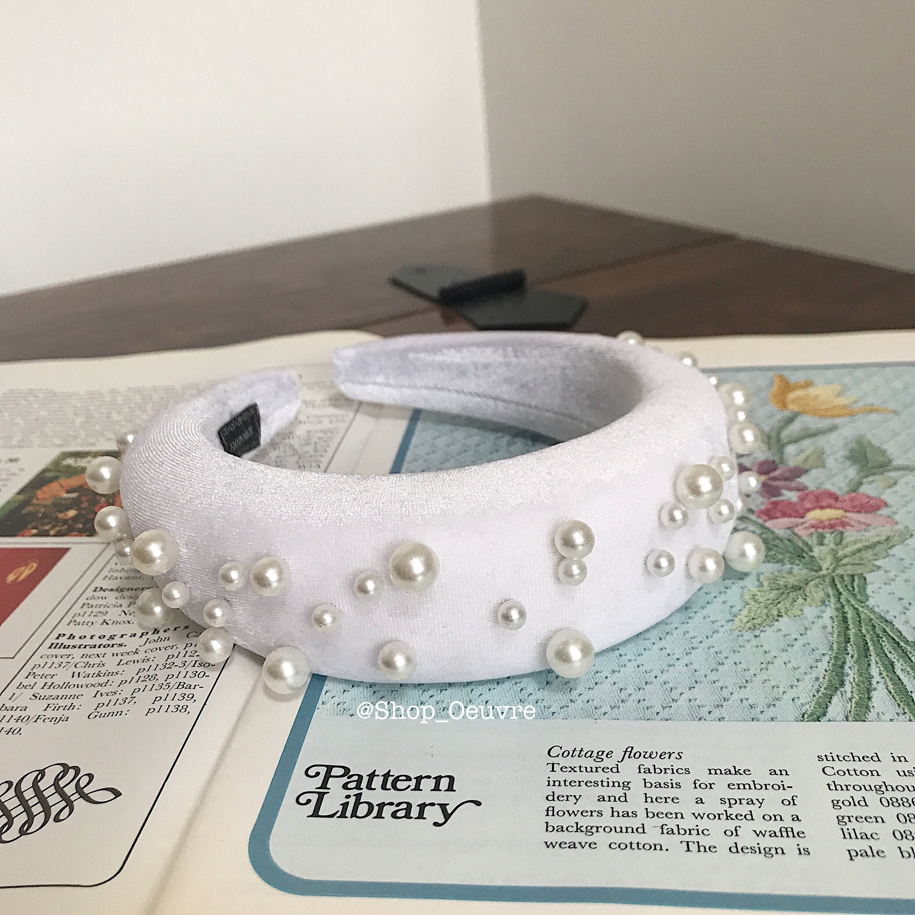 Velvet Pearl Padded Headband White Oversized Assorted Pearls Hairband Wedding Bridesmaid Fascinator Hair Accessories | The Matisse