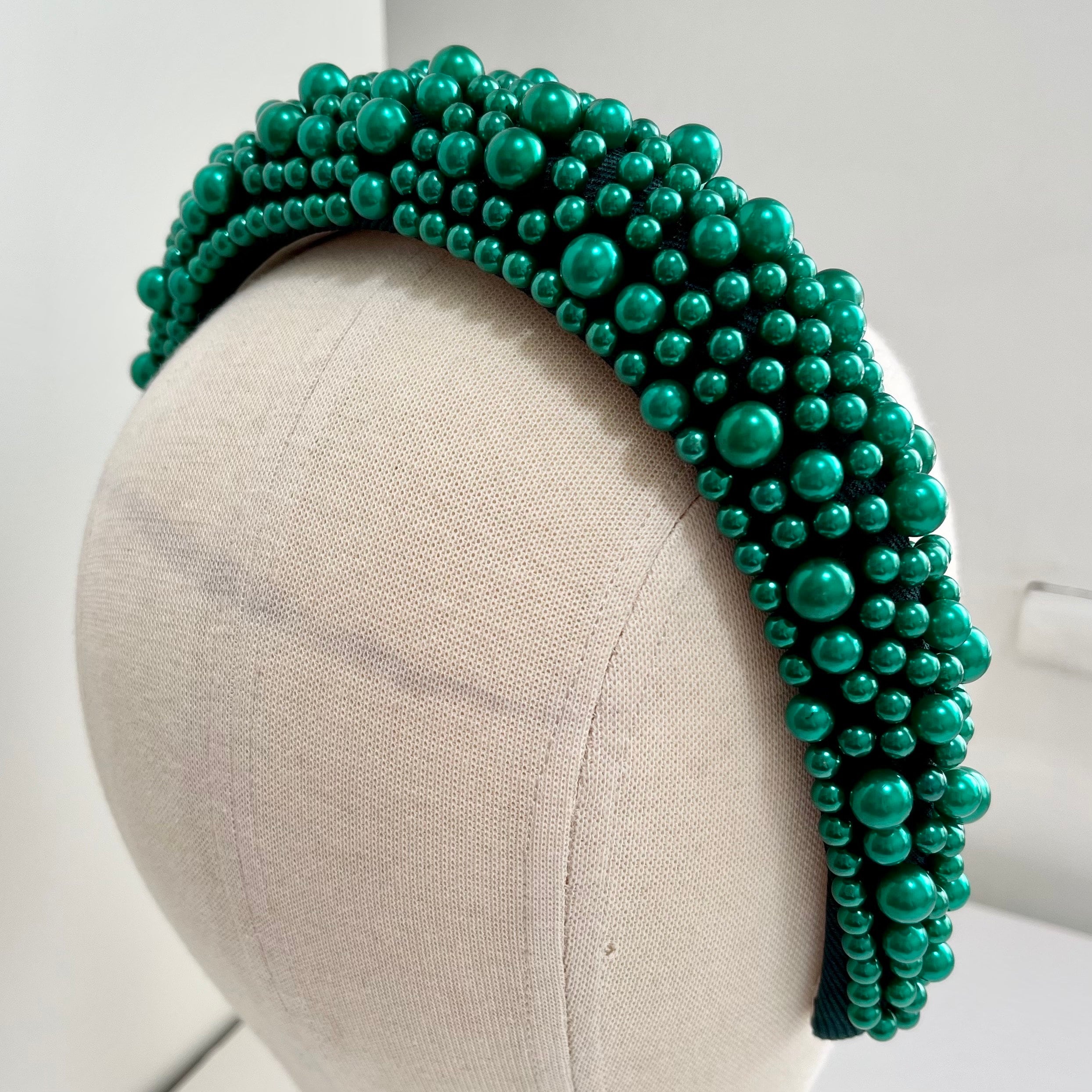 Pearl Headband Metalic Emerald Green Chunky Padded Assorted  display picture 3