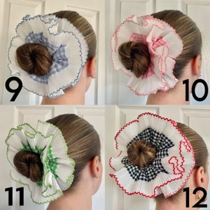 Oversized Frilly Gingham Scrunchie French Lace Frill Pleated Scrunchies ...