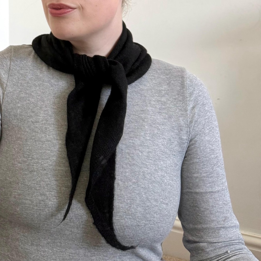 Black Triangle Knitted Scarf Neckerchief Hand Knit Soft Neck Tie ...