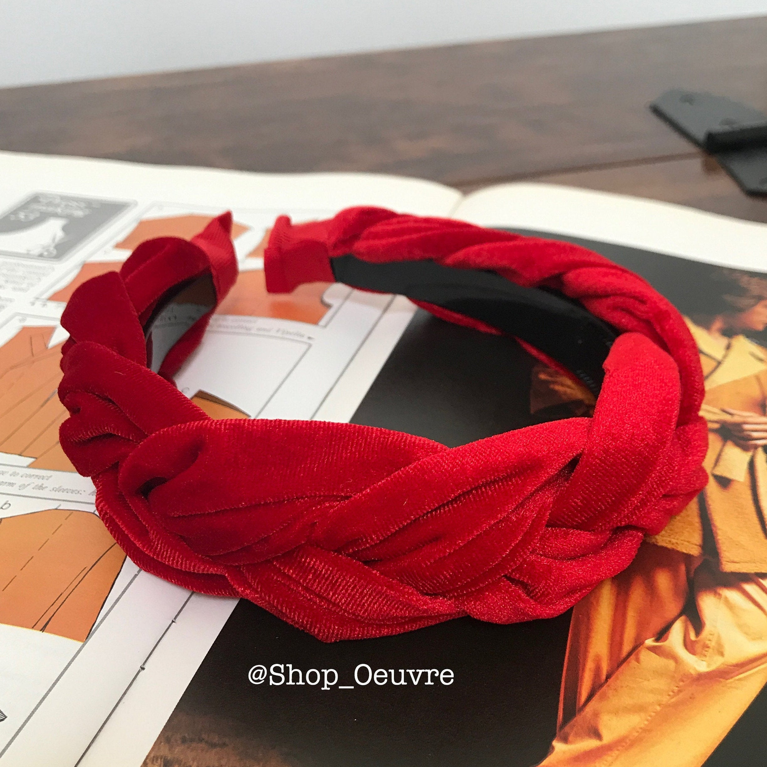 Velvet Braided Headband Red Chunky Plaited Hairband Wedding Bridesmaid Fascinator Hair Accessories Braid Plait | The Cezanne