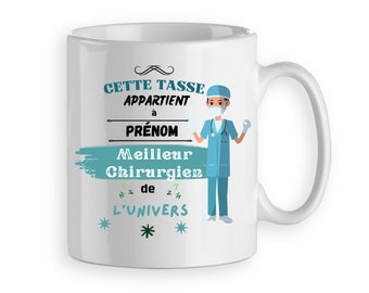 Mug/tasse chirurgien docteur personnalisée avec un prénom - cadeau medecin chirurgien  personnalisé - modèle chirurgien