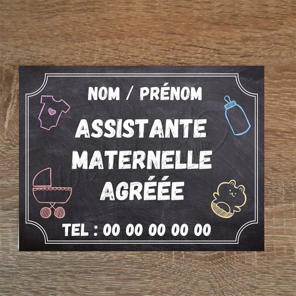 pancarte Assistante maternelle personnalisable  ,nounou, pancarte assistante maternelle, plaque de rue métallisée assistante maternelle