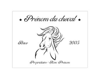 Plaque de box personnalisable pour cheval - pancarte de box personnalisée poney - blanc4