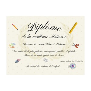 Cartello in alluminio - Diploma di miglior insegnante - migliore amante, da personalizzare e incorniciare, regalo per insegnante