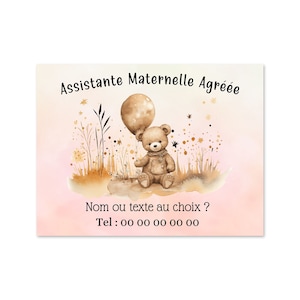 Plaque Assistante maternelle agréée panneau nounou nourrice pancarte assmat modèle ourson ballon