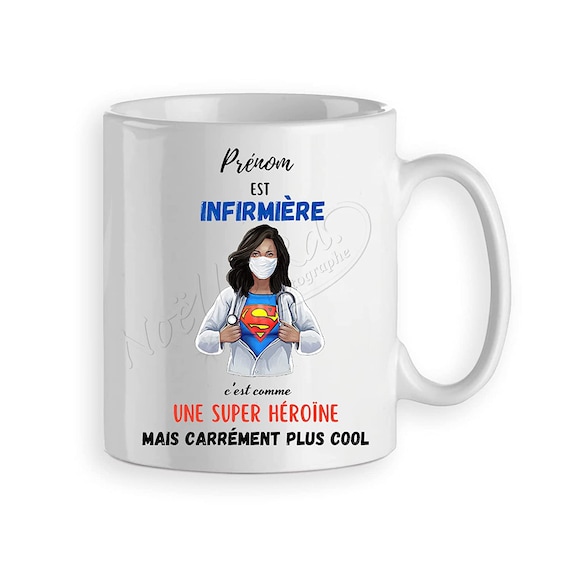 Mug/tasse infirmière infirmier super héro personnalisée avec un prénom  cadeau infirmière personnalisé -  France