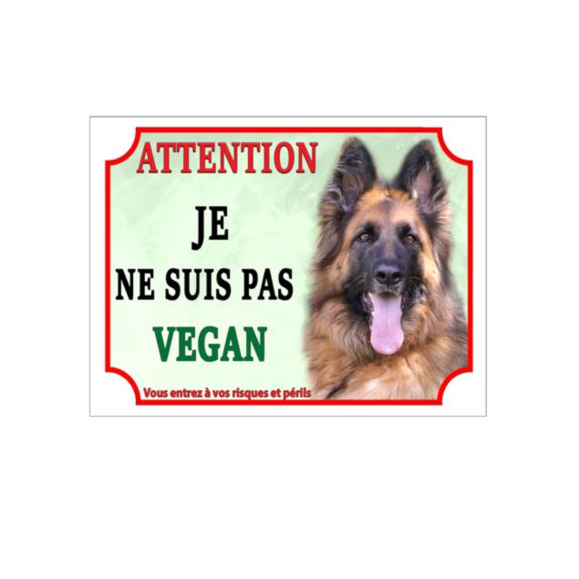 Plaque Humour 'Attention Berger Hollandais Je Ne Suis Pas Vegan' - Aluminium 15x20 Cm - Déco Maison Ou Extérieur - 9