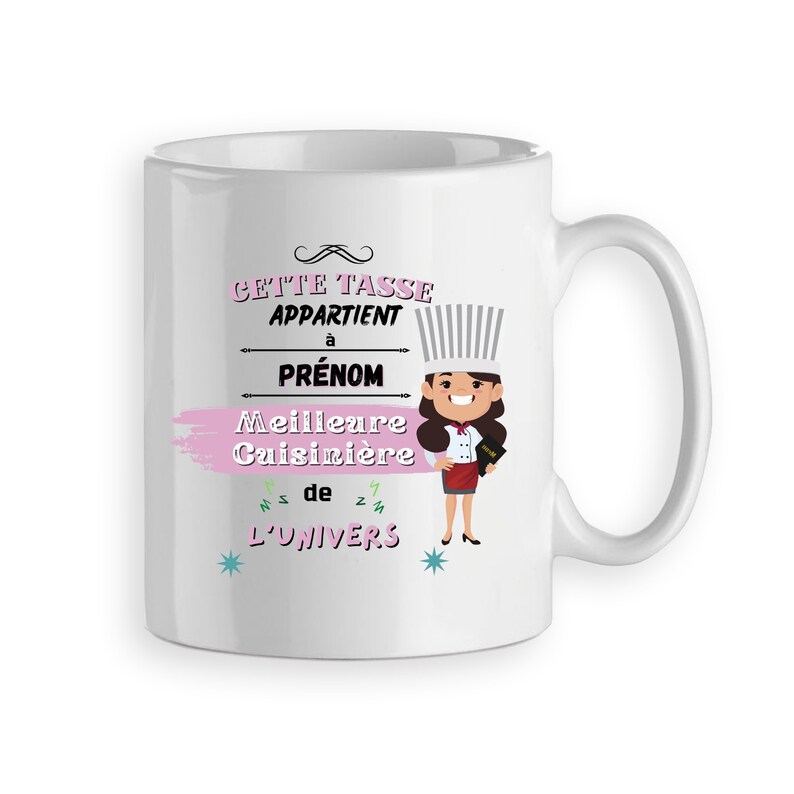 Mug Tasse cadeau pour la ou le Meilleur cuisinier ou cuisinière de l'univers cadeau personnalisé prénom homme femme image 2