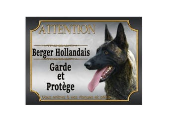 Señal de advertencia: Perro pastor holandés, guarda y protege, metal, aluminio, 15 cm x 20 cm
