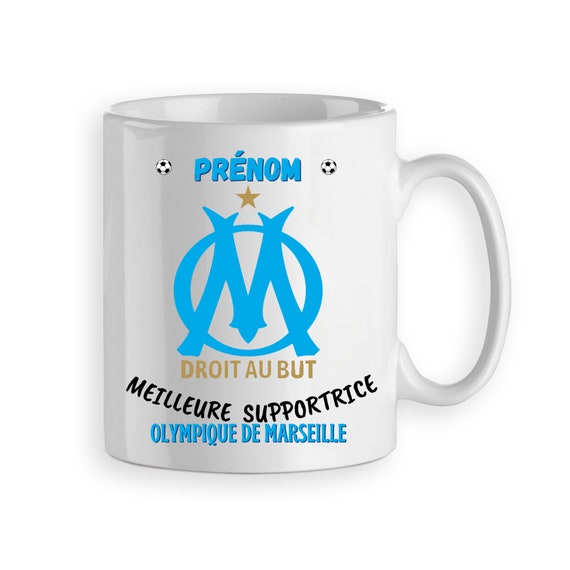 Mug foot football OM cadeau personnalisé avec un prénom olympique de  Marseille -  France