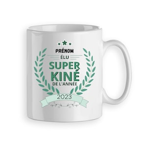 Becher Tasse Geschenk gewählter Super-Physiotherapeut, gewählter Physiotherapeut des Jahres, personalisierter Vorname 2 Seiten