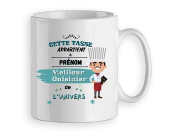 Mug Tasse cadeau pour la ou le Meilleur cuisinier ou cuisinière de l'univers - cadeau  personnalisé prénom homme femme